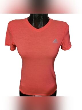 Adidas Clima-lite Women’s Bright Pink V-Neck Athletic Tee Small